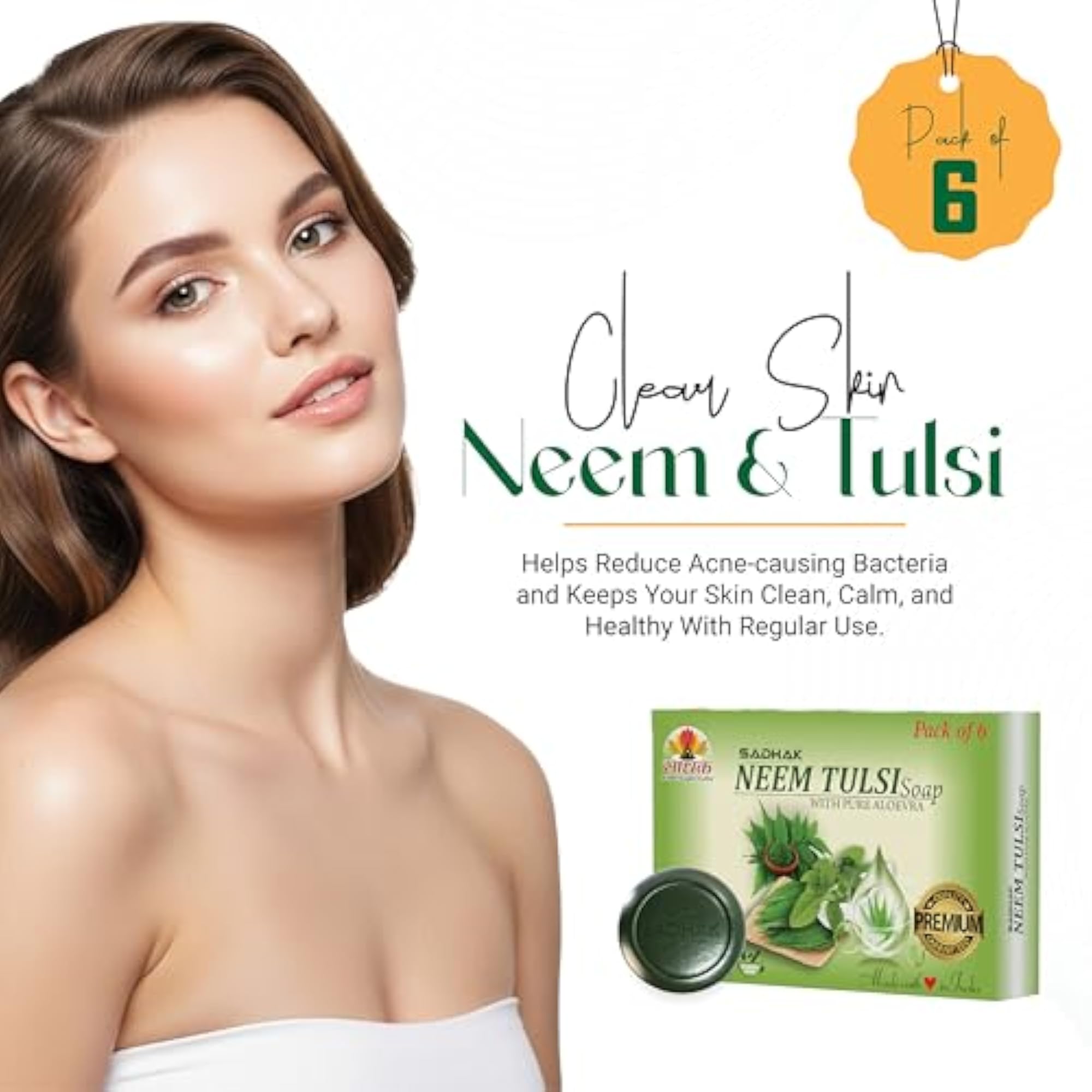 Neem Tulsi and Aloe Vera Soap Bar for Cleansing Skin